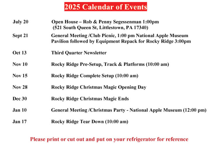 2025 Events Calendar