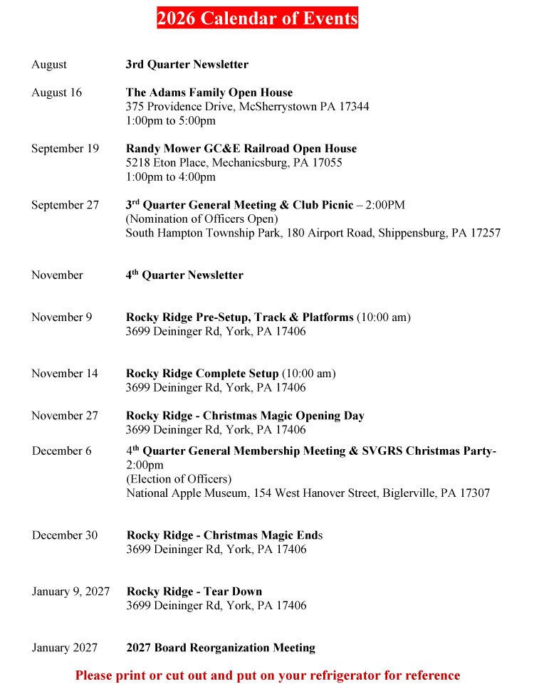 2026 Events Calendar